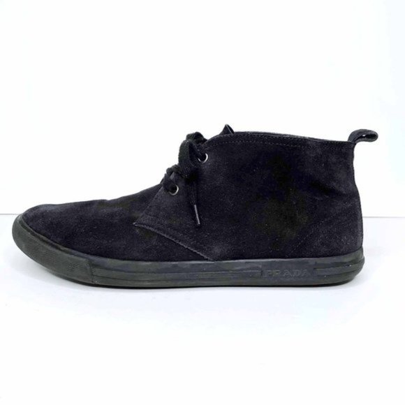 ⚡️SOLD⚡️ prada all black suede high top sneaker boots - size 10 - Picture 2 of 9